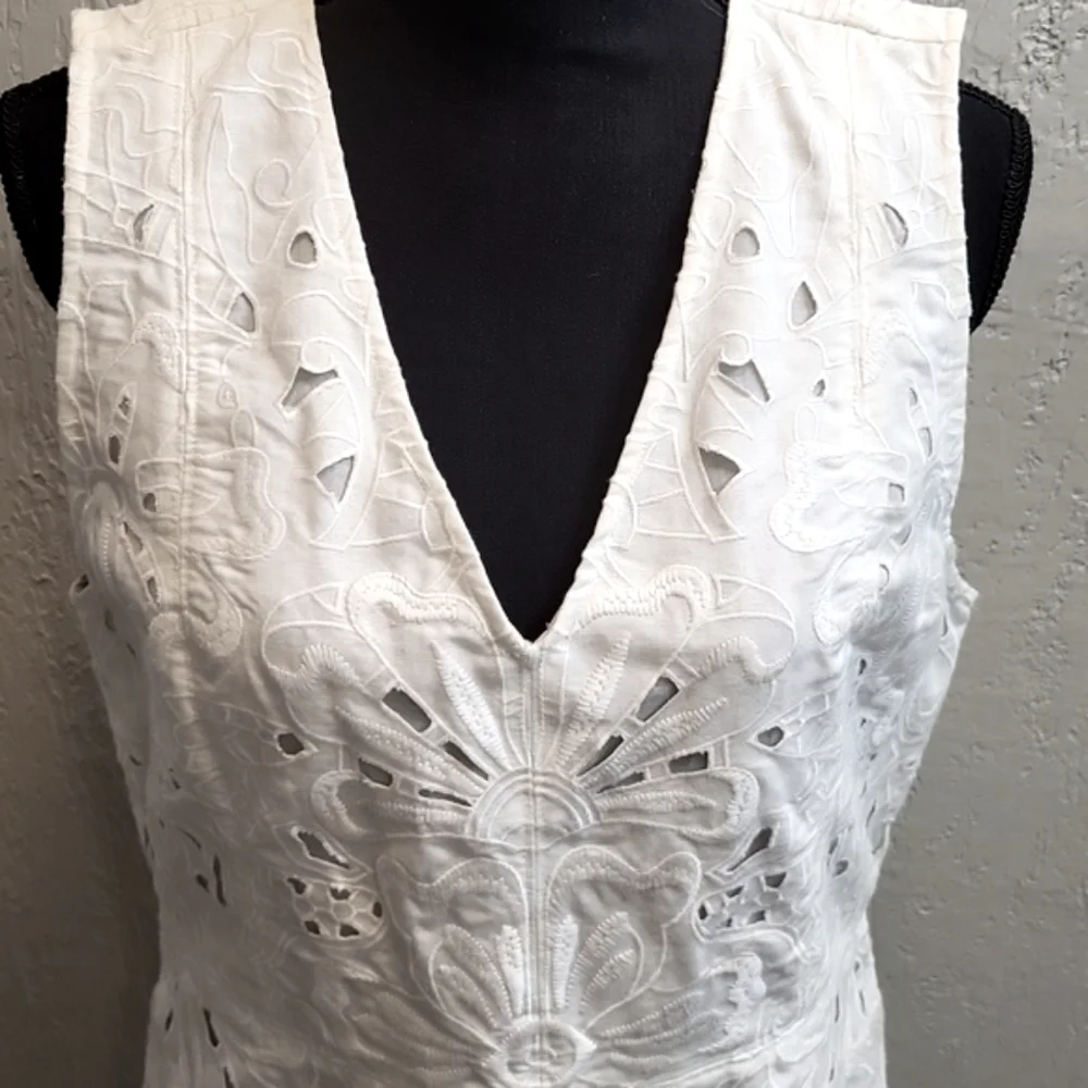 New Theory Jemion E White Embroidered Lace Dress NWT Size 12 - Picture 7 of 15